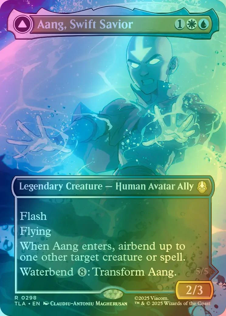 Aang, Swift Savior // Aang and La, Ocean's Fury [298] [Borderless] [Scene] [Avatar: The Last Airbender] [Foil]