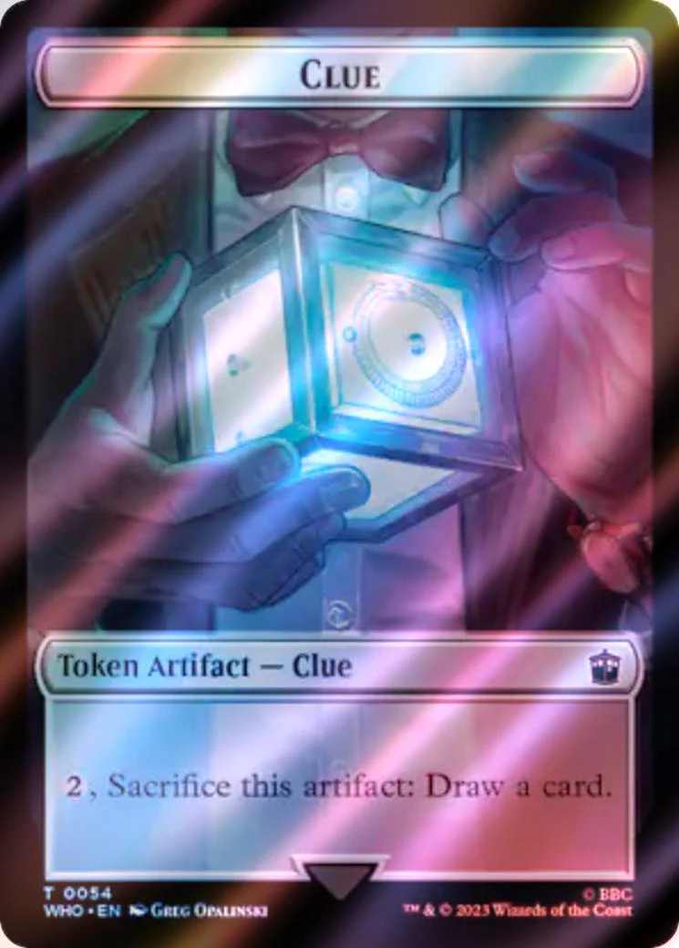 Alien Rhino Token (35) // Clue Token (54) [Universes Beyond: Doctor Who: Tokens] [Surge Foil] - Image 2