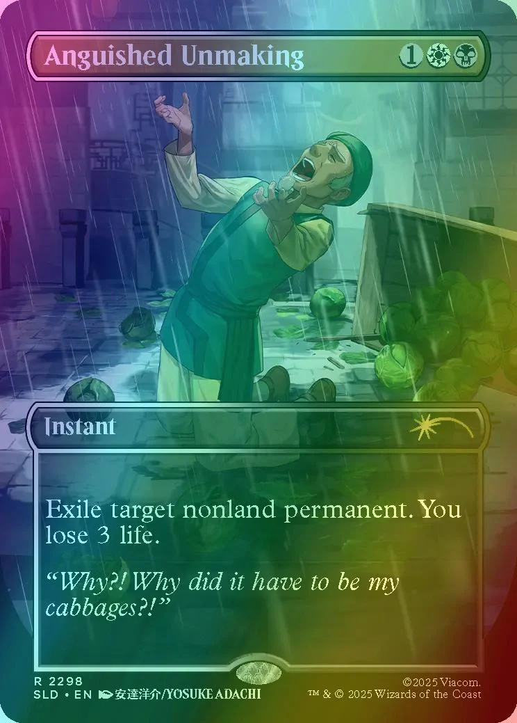 Anguished Unmaking [2298] [Borderless] [My cabbages!] [Secret Lair Drop] [Foil]