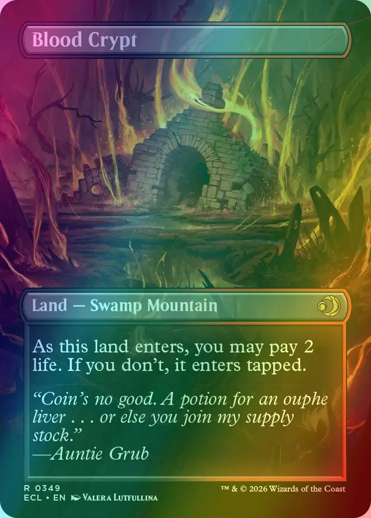 Blood Crypt // Blood Crypt [349] [Borderless] [Reversible Shock Lands] [Lorwyn Eclipsed] [Foil] - Image 2