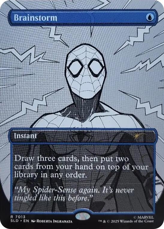Brainstorm [7013] [Borderless] [Sketch] [Marvel's Spider-Man: Bonus Cards] [Secret Lair Drop] [Non-Foil]