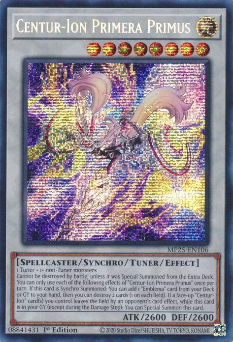 Centur-Ion Primera Primus - MP25-EN106 - Prismatic Secret Rare - 1st Edition