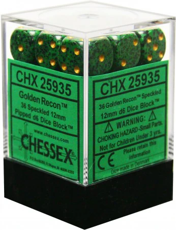 Chessex Brush Dice - 36 x D6 - 12mm - Golden Recon