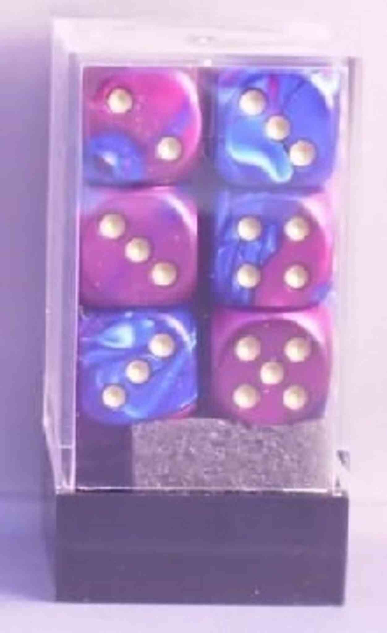 Chessex - Gemini Dice - 12 x d6 - 16mm - Blue-Purple/Gold