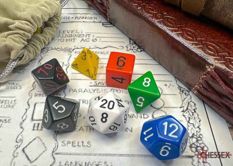 Chessex Nostalgia Opaque GM and Beginner Player Dice - Set of 7