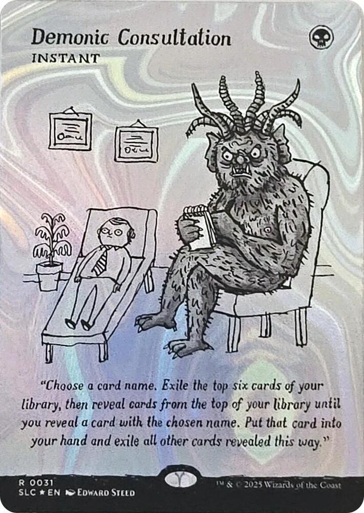 Demonic Consultation [0031] [Borderless] [Encyclopedia of Magic] [Secret Lair Countdown] [Halo Foil]
