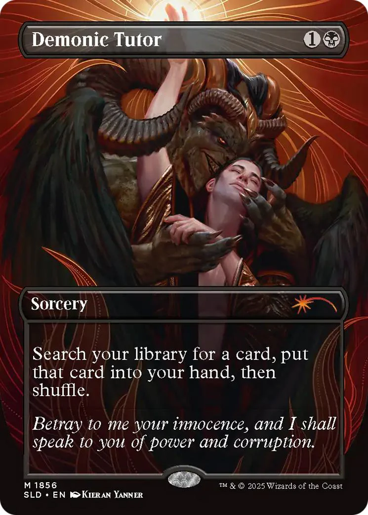 Demonic Tutor [1856] [Borderless] [Kieran Yanner] [Secret Lair Drop] [Non-Foil]