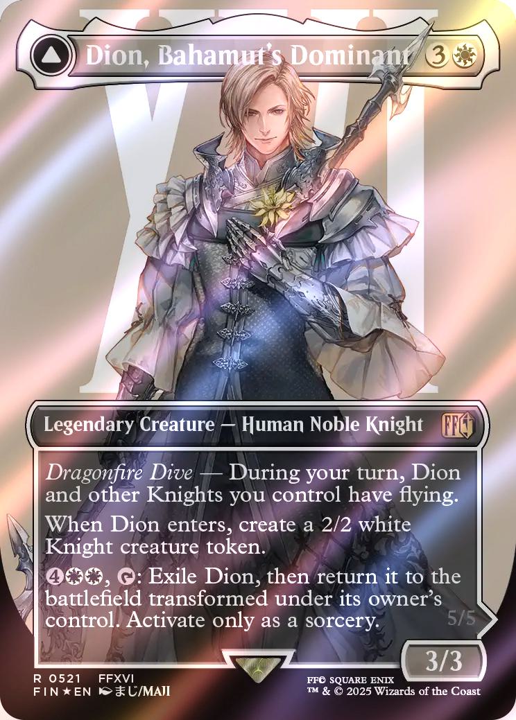 Dion, Bahamut's Dominant // Bahamut, Warden of Light [521] [Borderless] [Character] [FINAL FANTASY] [Surge Foil]