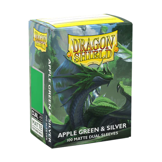 Dragon Shield Matte Dual Sleeves - Standard Size - 100ct - Apple Green & Silver