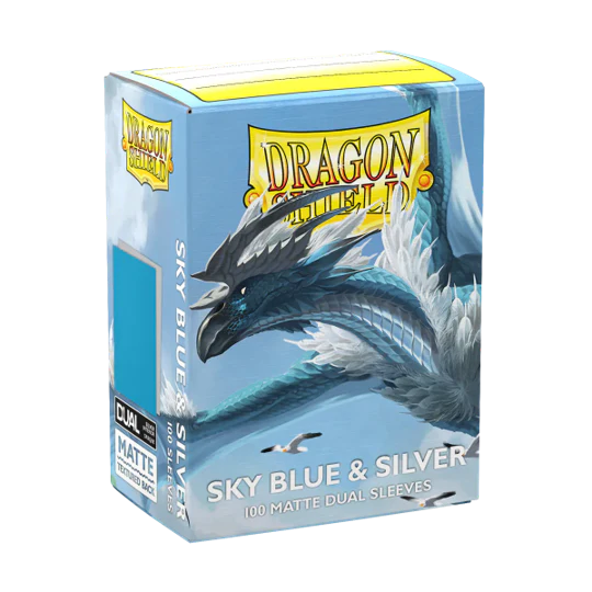 Dragon Shield Matte Dual Sleeves - Standard Size - 100ct - Sky Blue & Silver