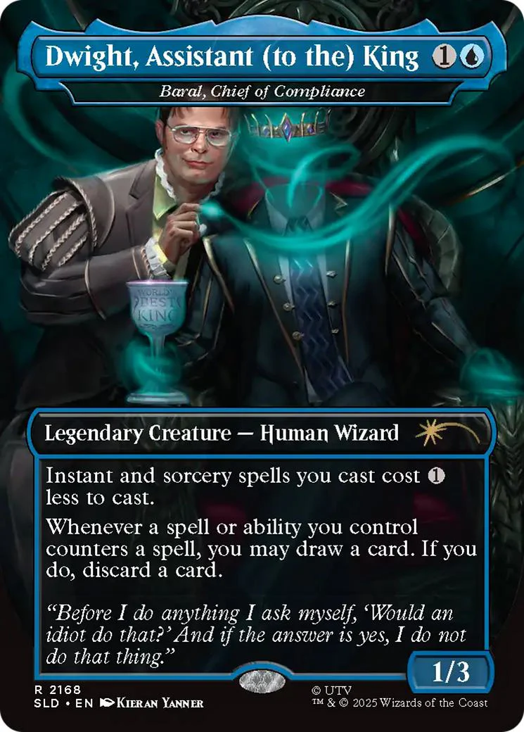 Dwight, Assistant (to the) King - Baral, Chief of Compliance [2168] [Borderless] [The Office: Dwight's Destiny] [Secret Lair Drop] [Non-Foil]