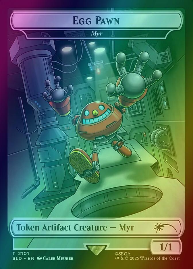Egg Pawn - Myr Token [2101] [Borderless] [Secret Lair X Sonic: Turbo Gear] [Secret Lair Drop] [Foil]