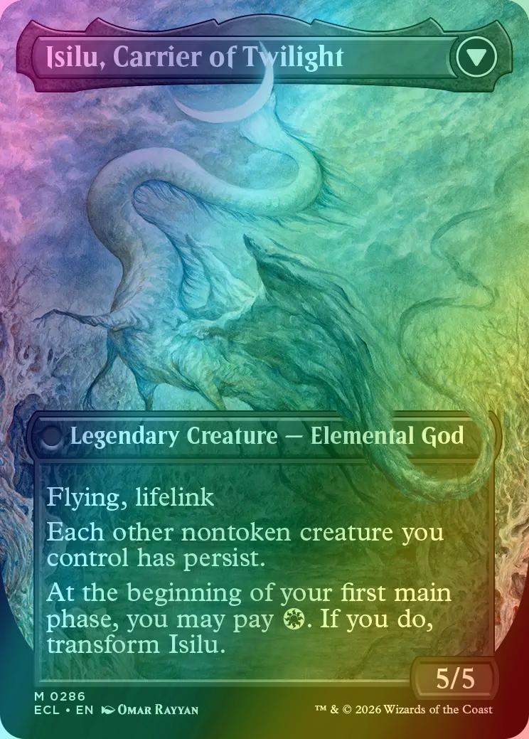 Eirdu, Carrier of Dawn // Isilu, Carrier of Twillight [286] [Borderless] [Lorwyn Eclipsed] [Foil] - Image 2