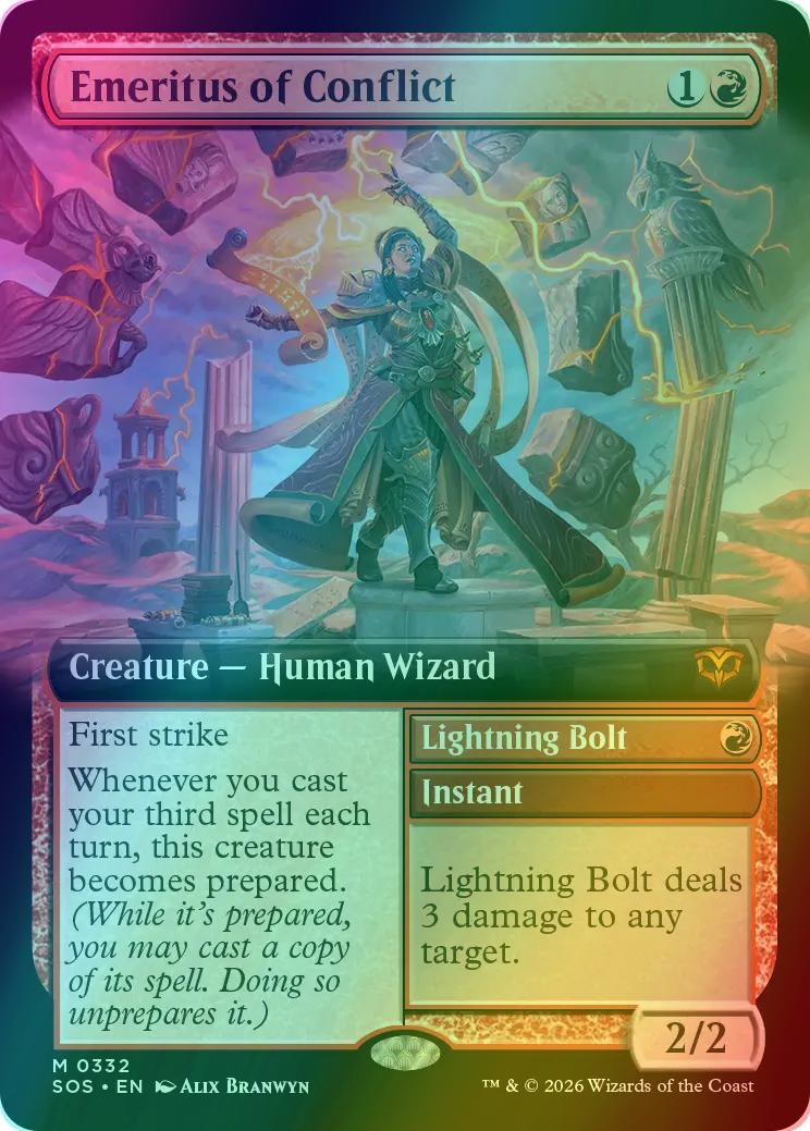 Emeritus of Conflict // Lightning Bolt [332] [Extended Art] [Secrets of Strixhaven] [Foil]