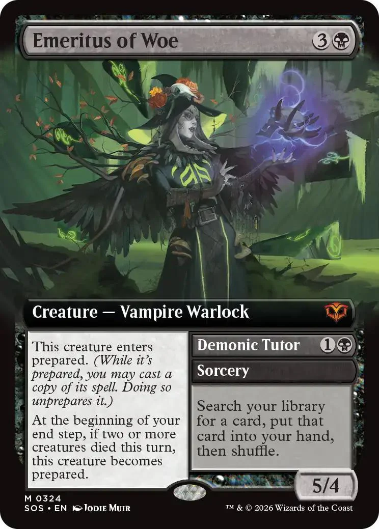 Emeritus of Woe // Demonic Tutor [324] [Extended Art] [Secrets of Strixhaven] [Non-Foil]