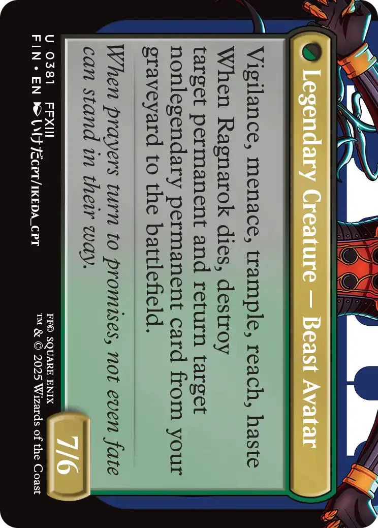 Fang, Fearless l'Cie // Ragnarok, Divine Deliverance [381] [Borderless] [Character] [FINAL FANTASY] [Non-Foil] - Image 2
