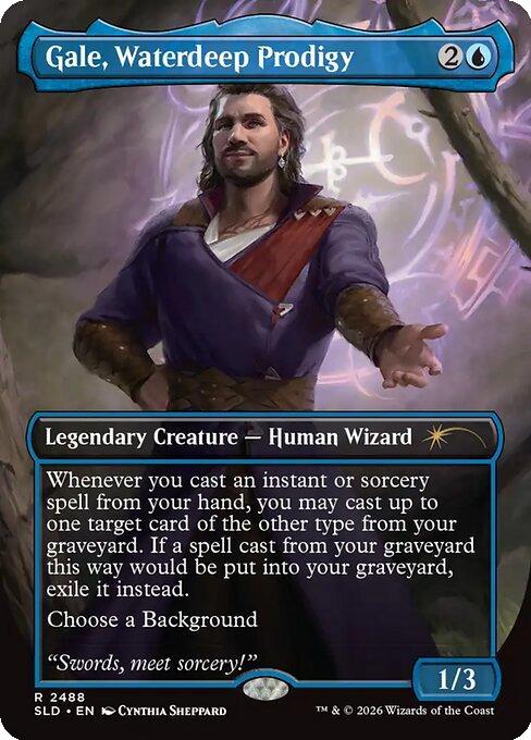 Gale, Waterdeep Prodigy [2488] [Borderless] [D&D: Gale's Ambition] [Secret Lair Drop] [Non-Foil]