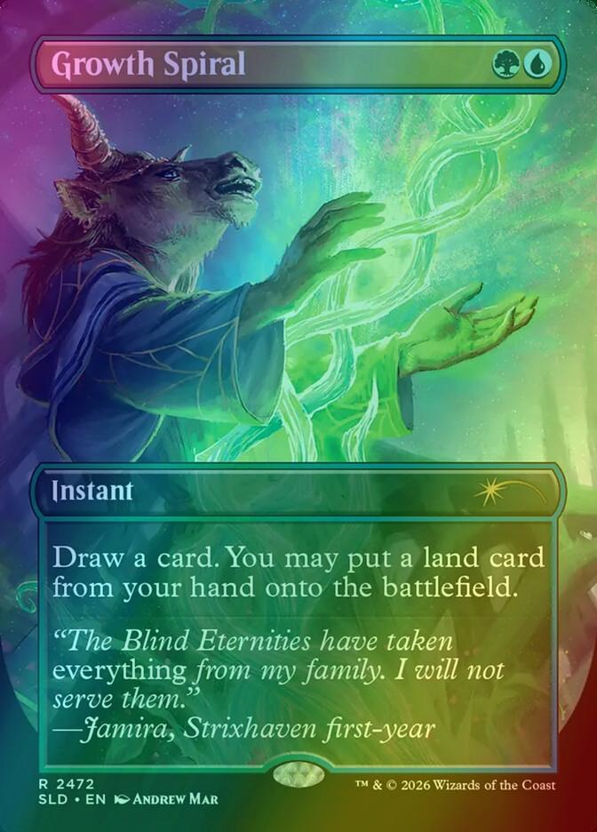 Growth Spiral [2472] [Borderless] [Omens of Chaos] [Secret Lair Drop] [Foil]
