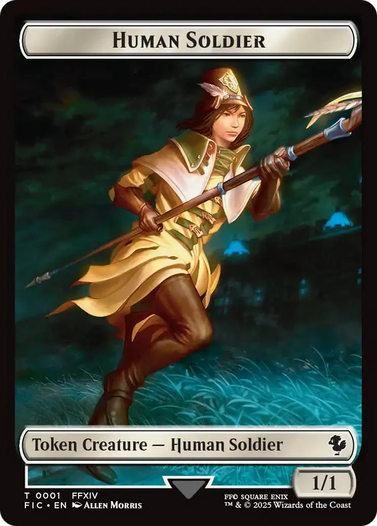 Hero Token (09) // Human Soldier Token (01) [FIN/FIC Set Symbol] [FINAL FANTASY: Commander: Tokens] [Non-Foil] - Image 2