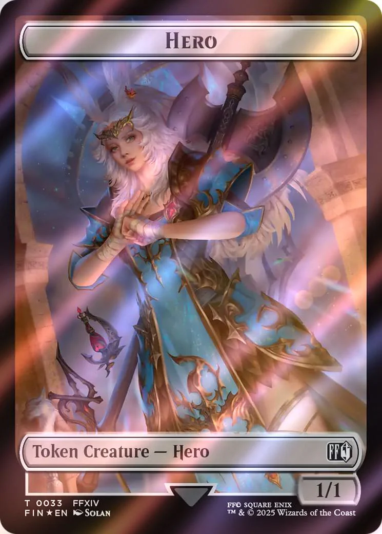 Hero Token (33) // Human Soldier Token (01) [TFIN/TFIC Set Symbol] [FINAL FANTASY: Commander: Tokens] [Surge Foil]