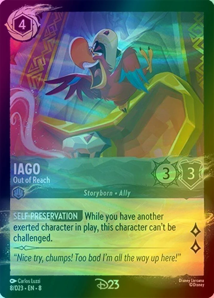 Iago - Out of Reach - 8/D23 [Disney Lorcana Promo Cards] [Holofoil]