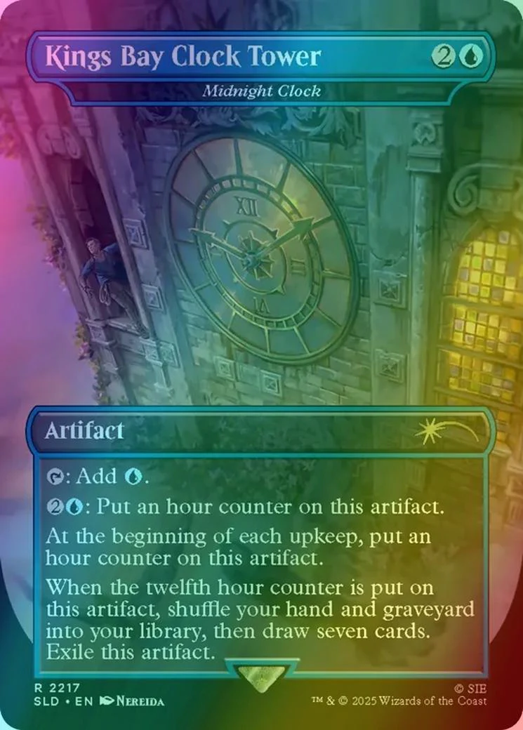 Kings Bay Clock Tower - Midnight Clock [2217] [Borderless] [Uncharted] [Secret Lair Drop] [Rainbow Foil]