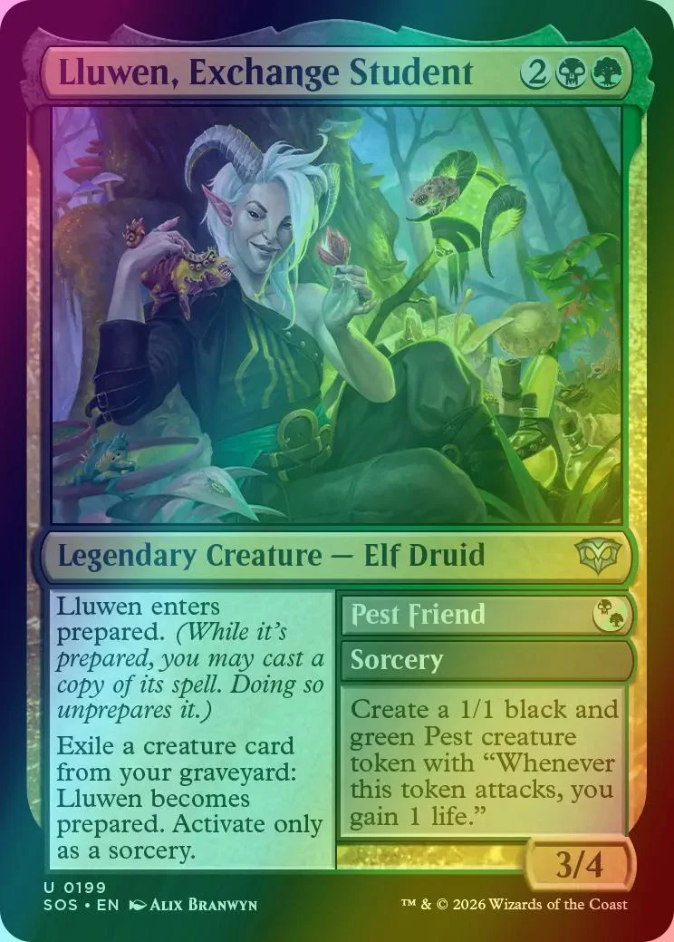 Lluwen, Exchange Student // Pest Friend [199] [Secrets of Strixhaven] [Foil]