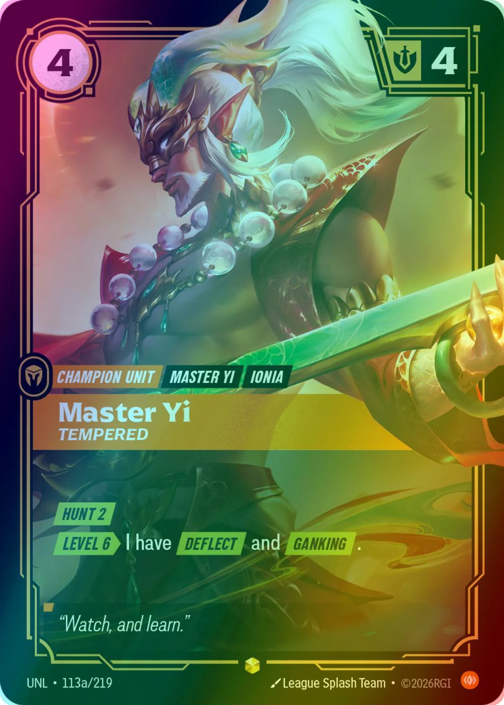 Master Yi - Tempered (Alternate Art) - 113a/219 [Unleashed] [Foil]