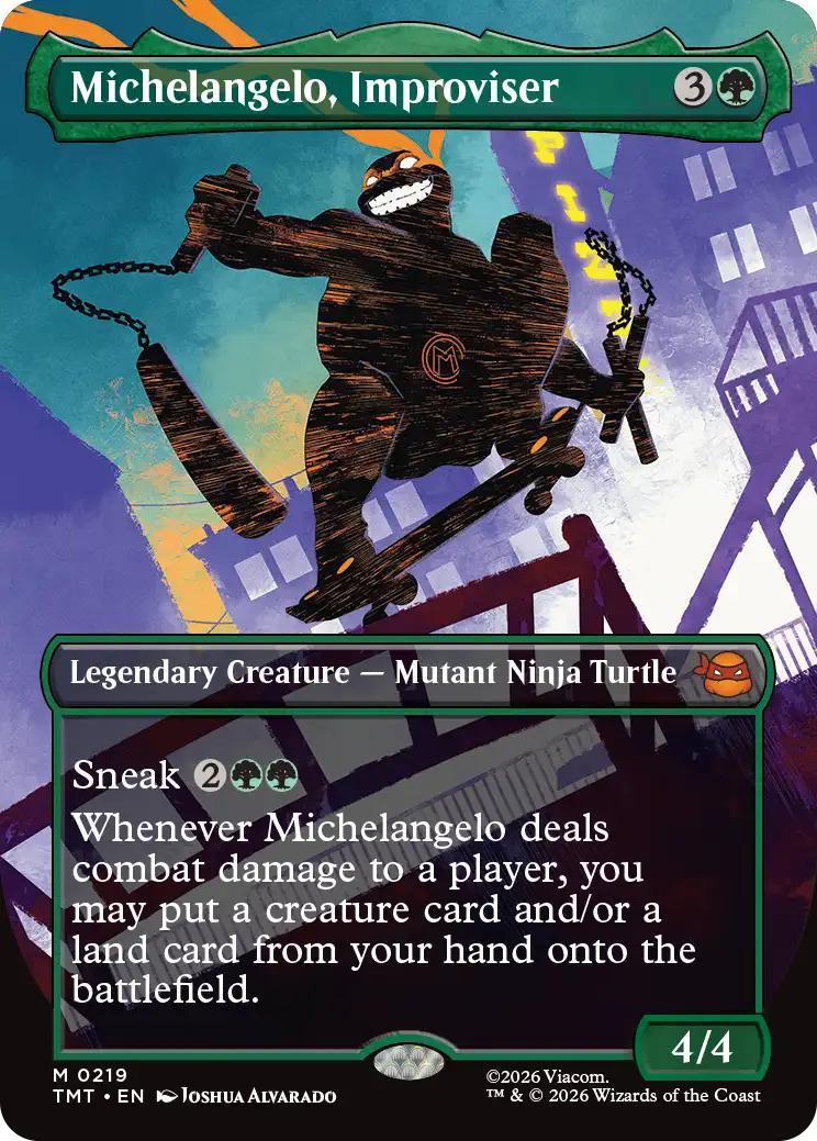 Michelangelo, Improviser [219] [Borderless] [Silhouette] [Teenage Mutant Ninja Turtles] [Non-Foil]