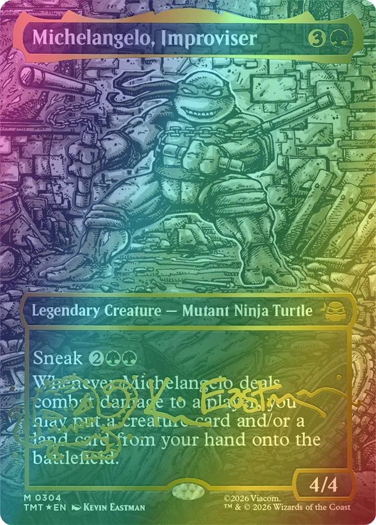 Michelangelo, Improviser [304] [Borderless] [Headliner] [Teenage Mutant Ninja Turtles] [Foil]