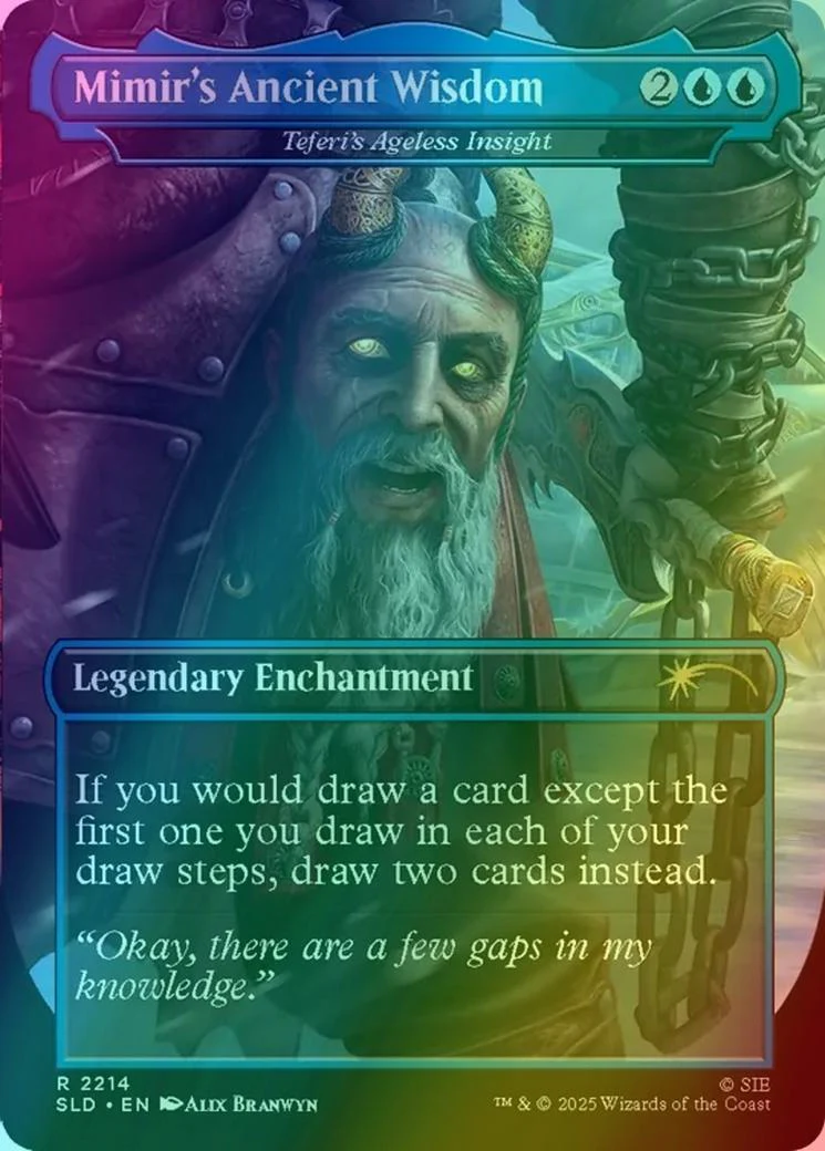 Mimir's Ancient Wisdom - Teferi's Ageless Insight // Mimir's Ancient Wisdom - Teferi's Ageless Insight [2214] [Borderless] [God of War: Norse] [Secret Lair Drop] [Foil] - Image 2