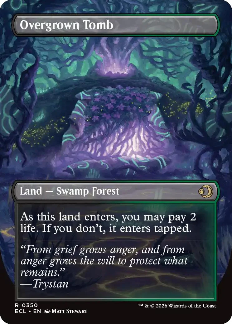 Overgrown Tomb // Overgrown Tomb [350] [Borderless] [Reversible Shock Lands] [Lorwyn Eclipsed] [Non-Foil] - Image 2