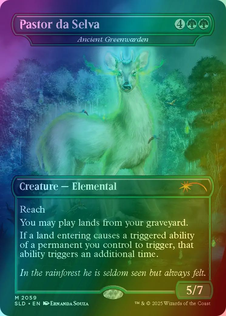 Pastor da Selva - Ancient Greenwarden [2059] [Borderless] [Nuestra Magia] [Secret Lair Drop] [Foil]