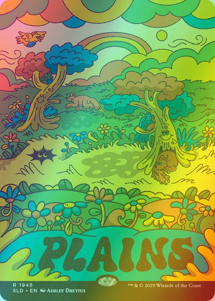 Plains [1945] [Borderless] [Flower Power] [Secret Lair Drop] [Rainbow Foil]