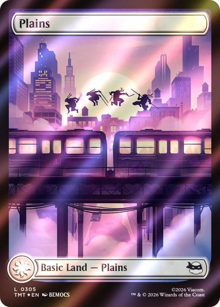 Plains [305] [Full Art] [Rooftop Basic Land] [Teenage Mutant Ninja Turtles] [Surge Foil]