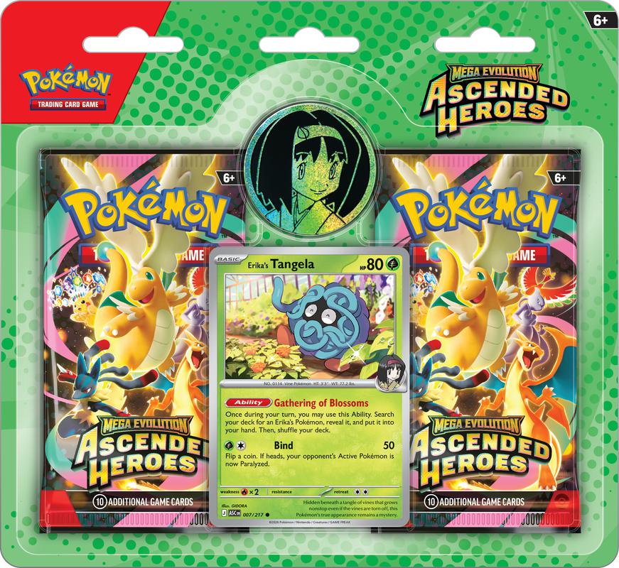 Pokémon TCG: Mega Evolution - Ascended Heroes - Blister Pack Collection - Two Boosters - Erika