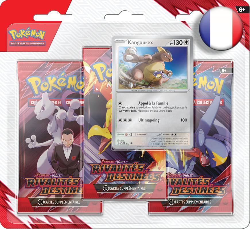Pokémon TCG: Scarlet & Violet - Destined Rivals - Blister Pack - Three Boosters - Kangourex Promo Card - French