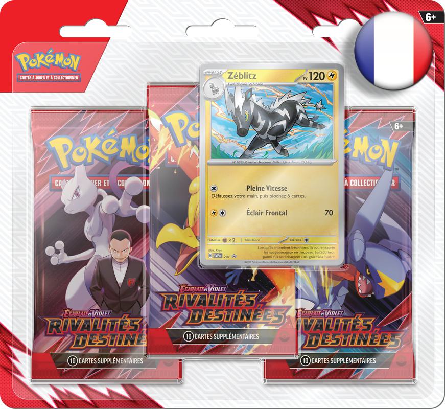 Pokémon TCG: Scarlet & Violet - Destined Rivals - Blister Pack - Three Boosters - Zéblitz Promo Card - French