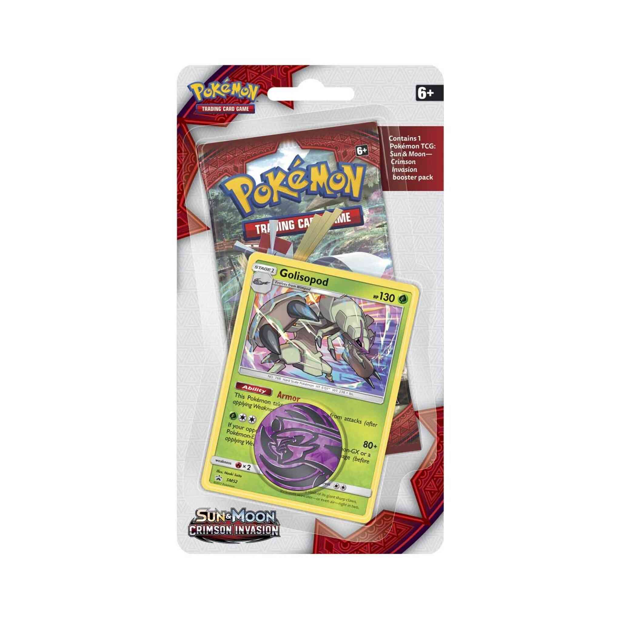 Pokémon TCG: Sun & Moon - Crimson Invasion - Blister Pack - Single Booster - Golisopod Promo Card