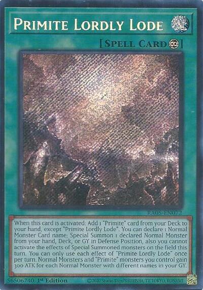 Primite Lordly Lode - RA05-EN072 - Secret Rare - 1st Edition