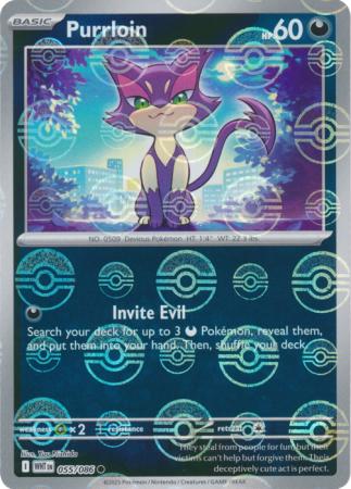 Purrloin - Poké Ball Pattern - 055/086 - Common [sv105w-055] [Reverse Holo]