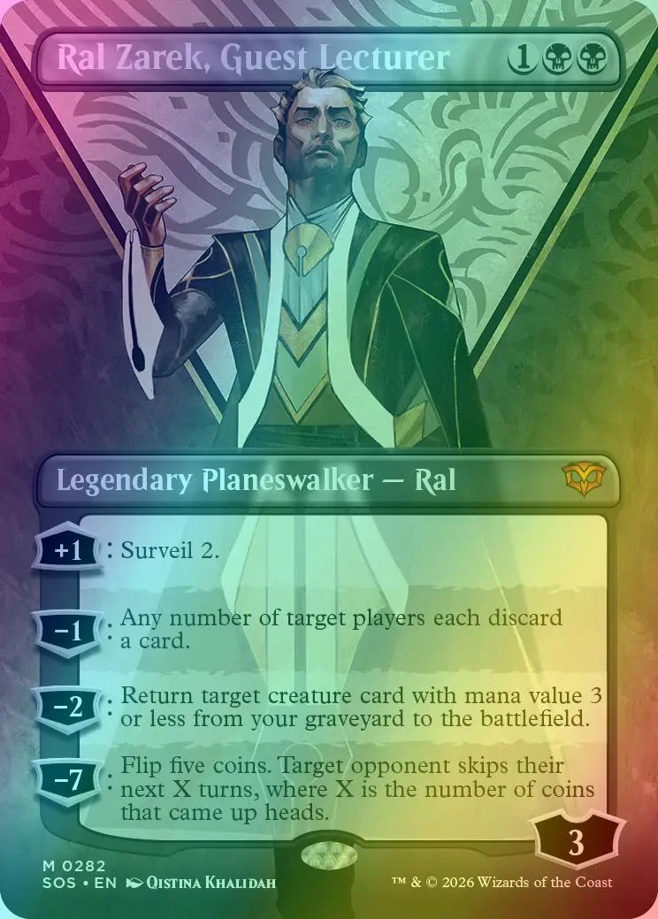 Ral Zarek, Guest Lecturer [282] [Borderless] [Secrets of Strixhaven] [Foil]