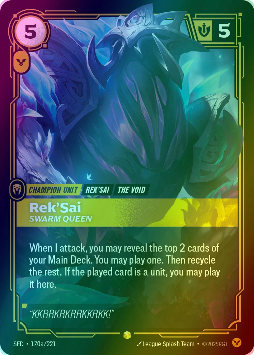 Rek'Sai - Swarm Queen (Alternate Art) - 170a/221 [Spiritforged] [Foil]