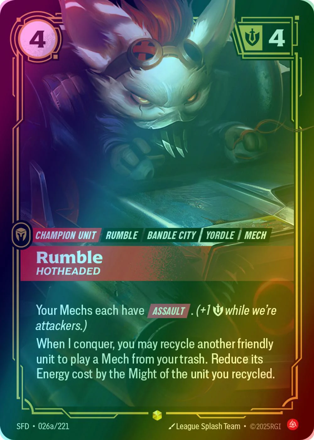Rumble - Hotheaded (Alternate Art) - 026a/221 [Spiritforged] [Foil]