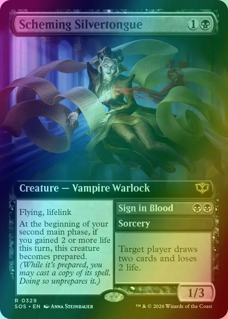 Scheming Silvertongue // Sign in Blood [329] [Extended Art] [Secrets of Strixhaven] [Foil]