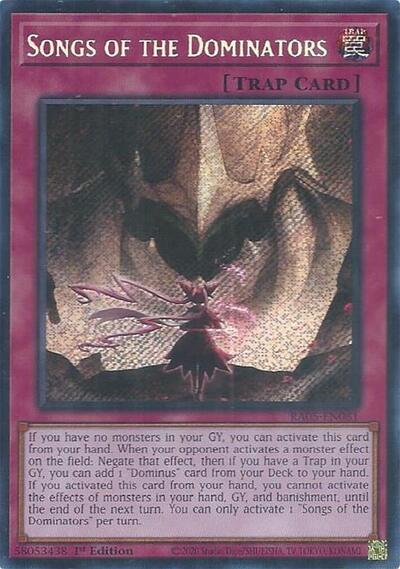 Songs of the Dominators - RA05-EN081 - Secret Rare - 1st Edition
