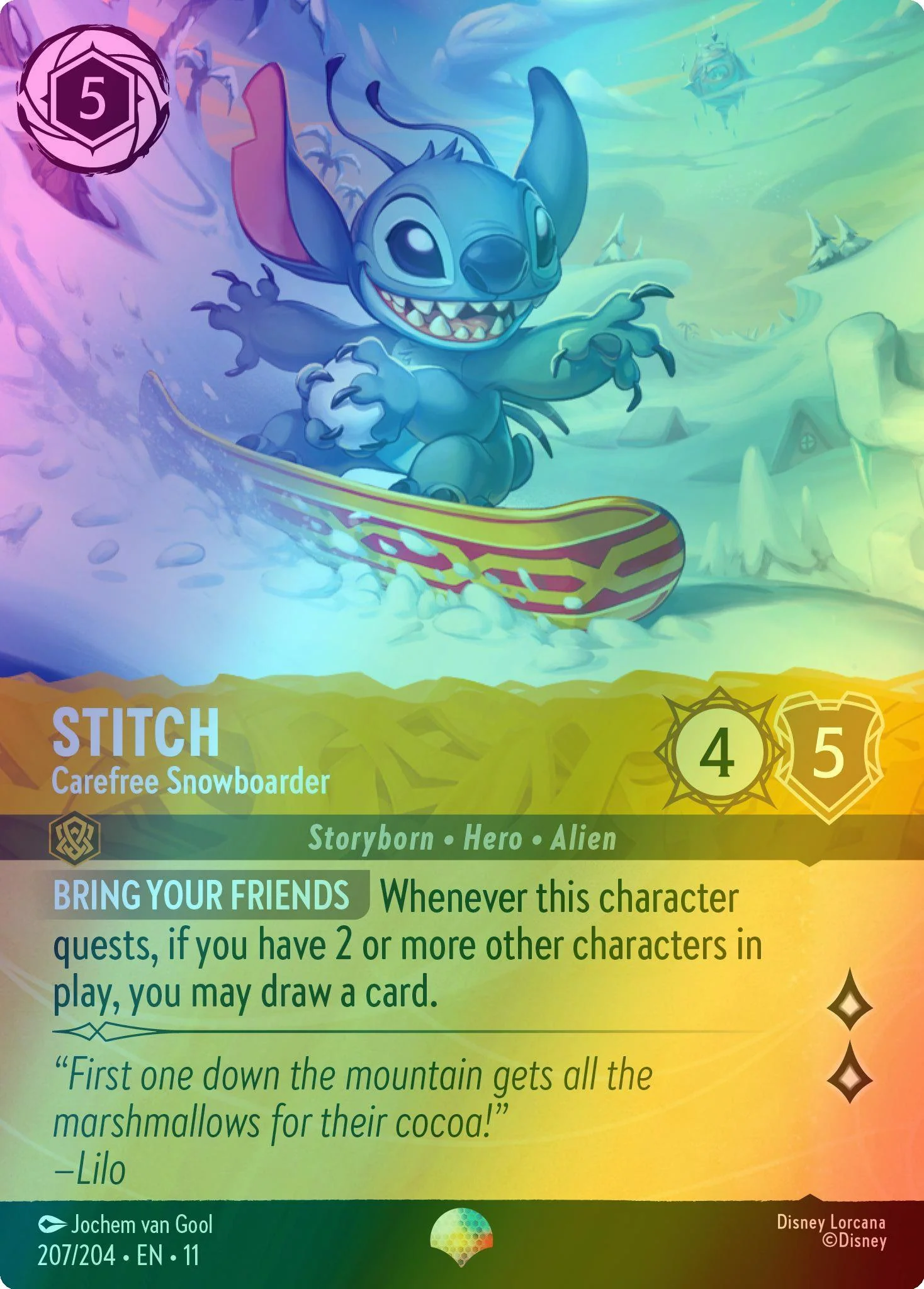 Stitch - Carefree Snowboarder (Epic) - 207/204 [Winterspell] [Holofoil]