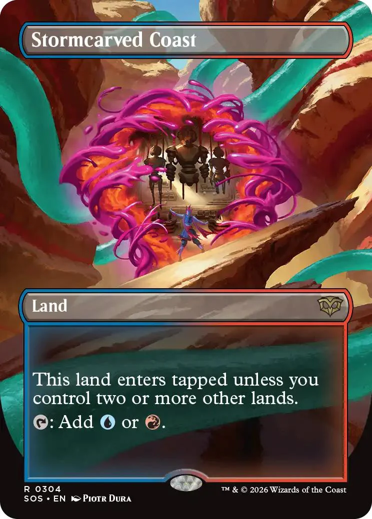 Stormcarved Coast [304] [Borderless] [Protal View Land] [Secrets of Strixhaven] [Non-Foil]