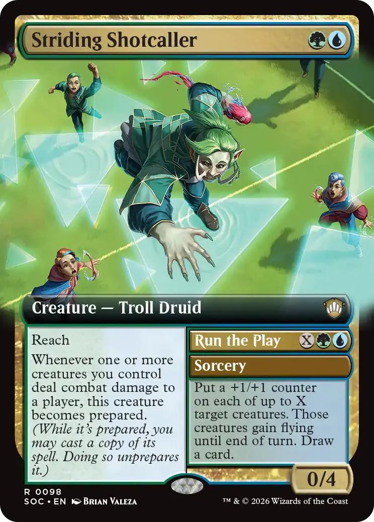 Striding Shotcaller // Run the Play [98] [Extended Art] [Secrets of Strixhaven: Commander] [Non-Foil]