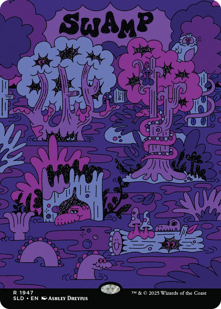 Swamp [1947] [Borderless] [Flower Power] [Secret Lair Drop] [Non-Foil]
